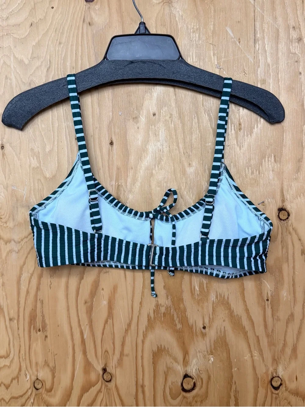 Adore Me Green & White Striped Seersucker Bralette Bikini Top Size M